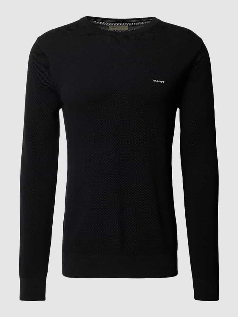 Gant Trui met ronde hals COTTON PIQUE C-NECK met logoborduursel op borsthoogte