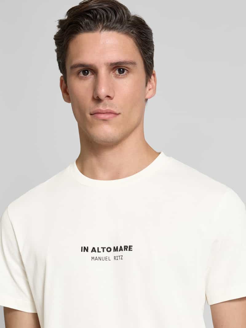 Manuel Ritz T-shirt met geribde ronde hals