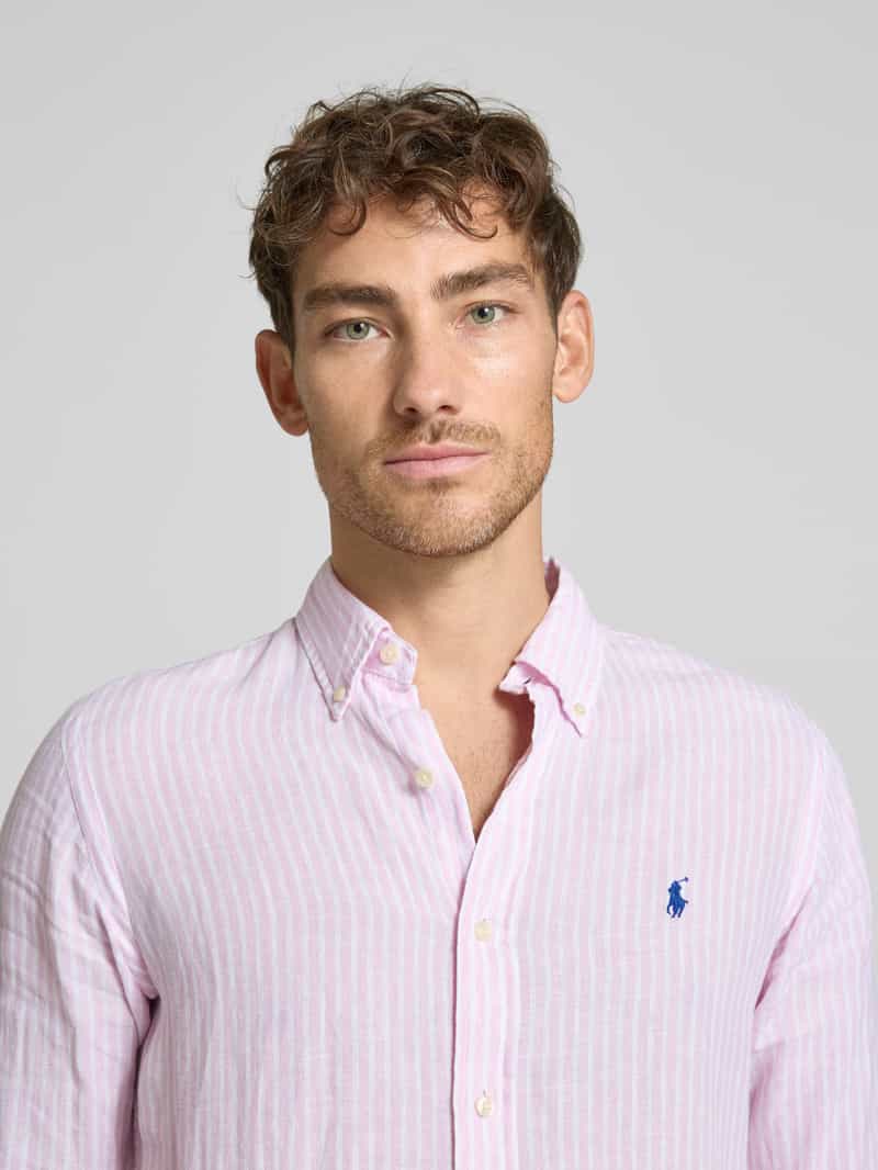 Polo Ralph Lauren Custom fit linnen overhemd met labelstitching