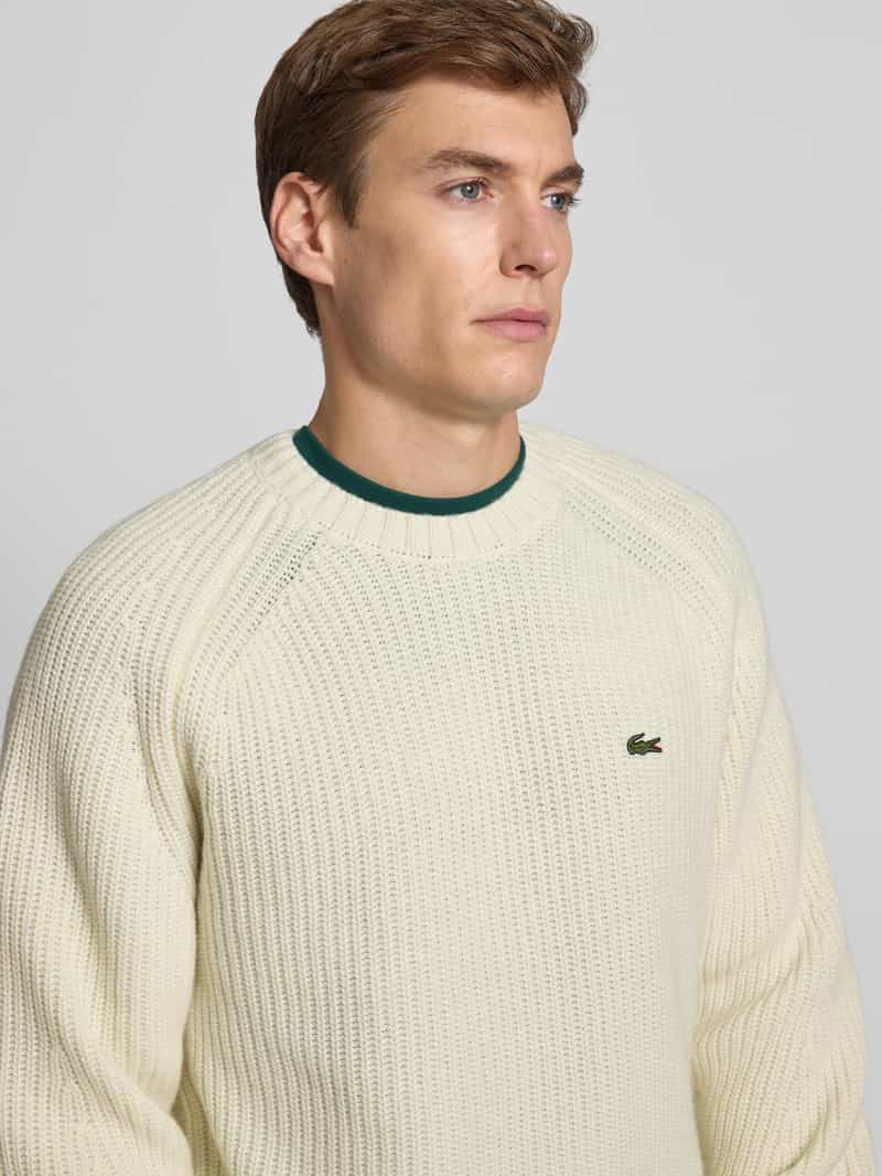 Lacoste Regular fit gebreide pullover van pure wol