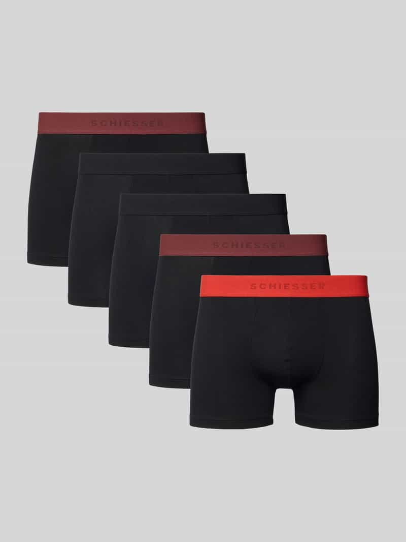 Schiesser Boxershort met elastische band met logo in een set van 5 stuks