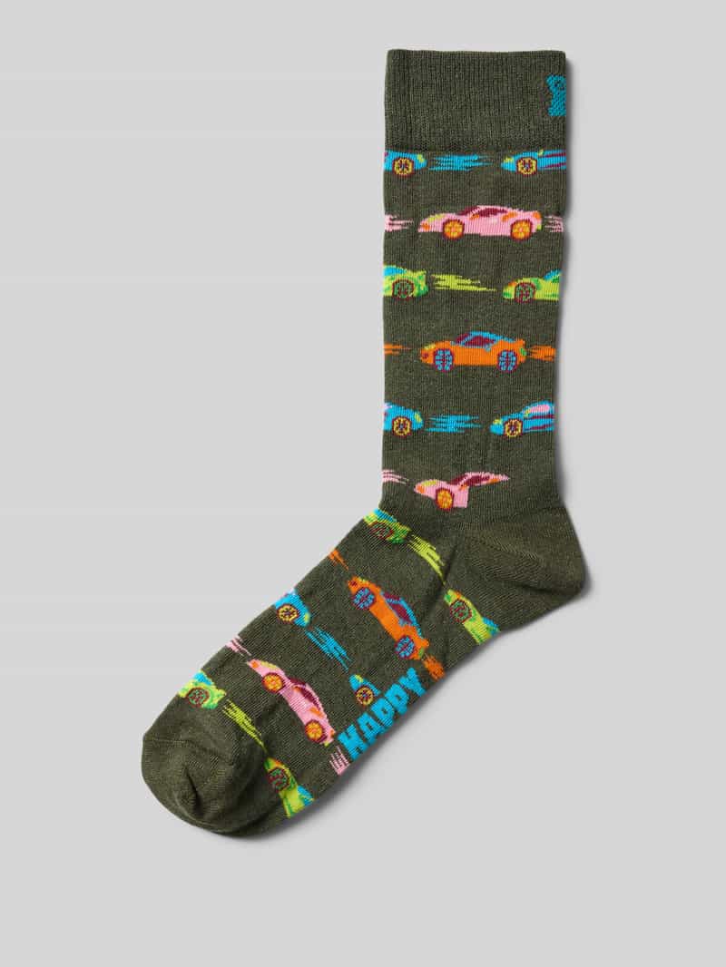 Happy Socks Sokken met motiefstitching model 'CAR STRIPE'