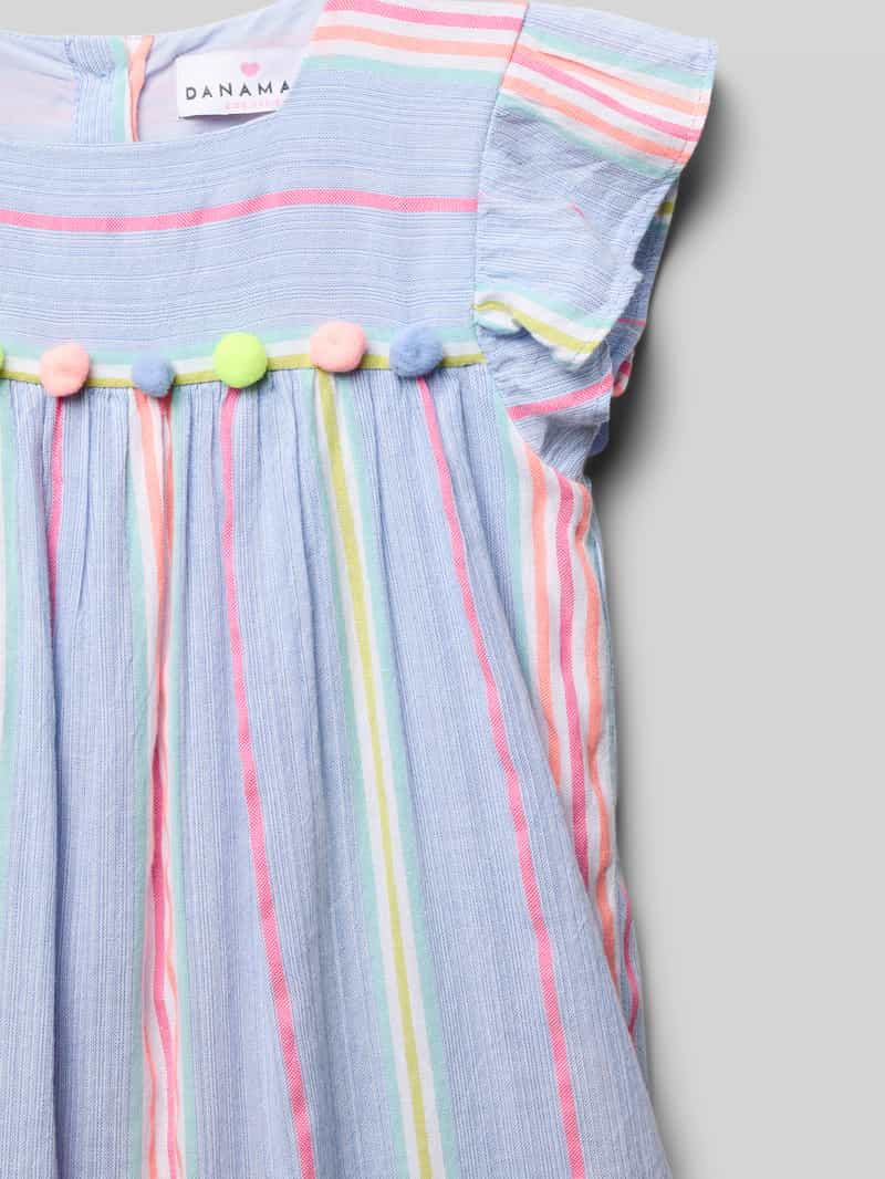 DANAMADE Jurk met pompons en vierkante hals