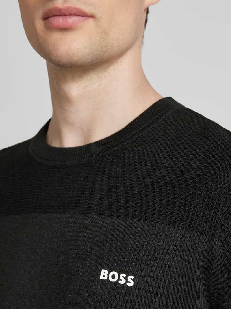 BOSS Green Gebreide pullover met labelprint model 'Momentum'