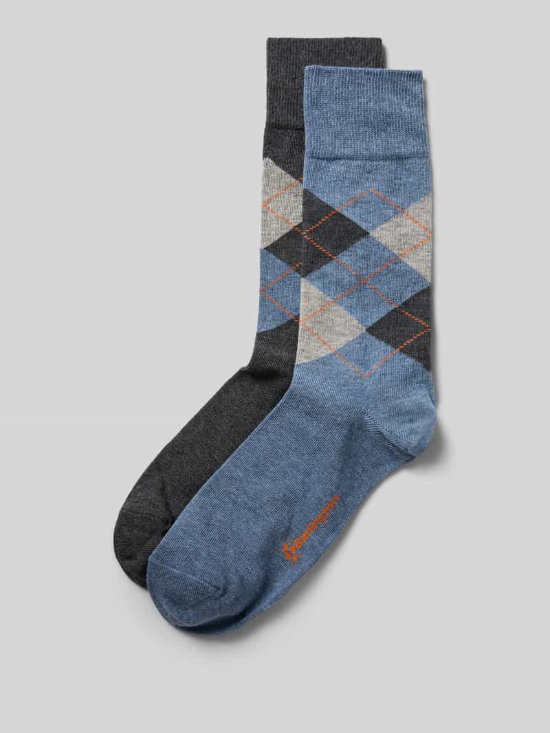 Sokken met labelapplicatie in een set van 2 paar, model 'Everyday Argyle'