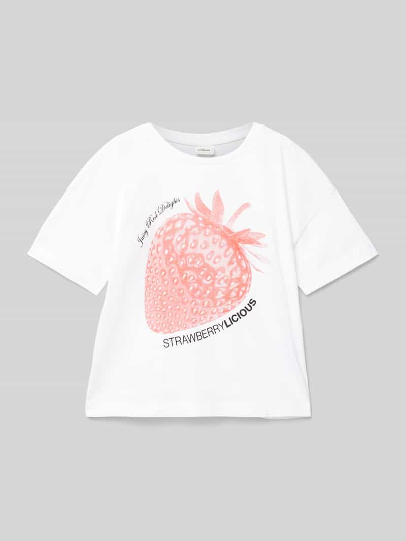 s.Oliver RED LABEL Relaxed fit T-shirt van puur katoen met motief aan de voorkant