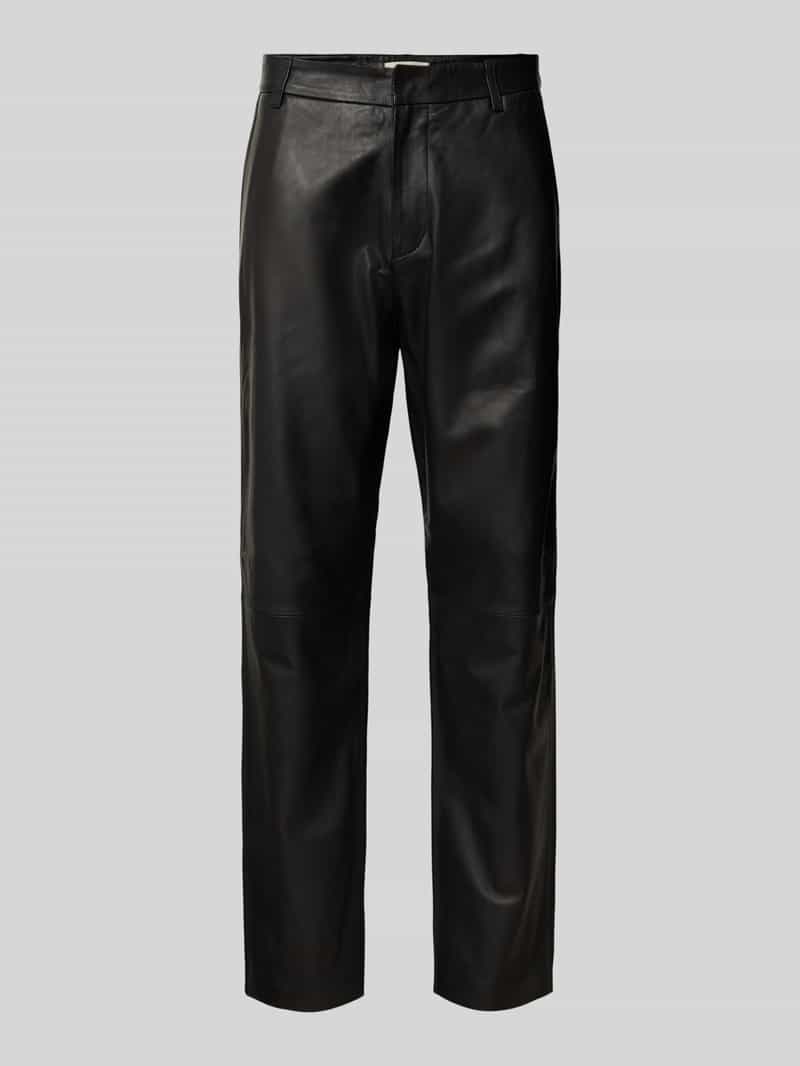 Selected Homme Wide leg broek van echt lamsleer model 'CHANCE'