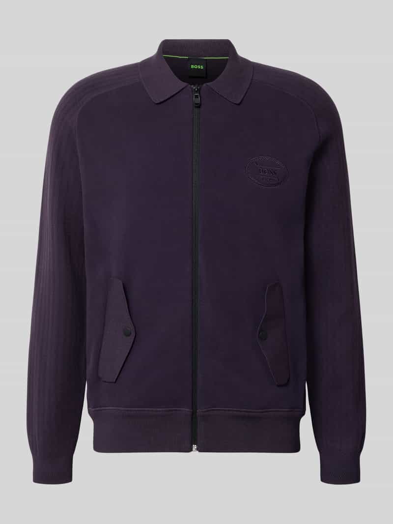 BOSS Green Relaxed fit gebreid jack van viscosemix model 'HOLE'