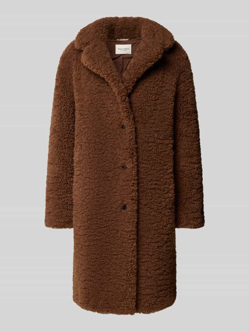 Marc O'Polo Relaxed fit lange jas van teddybont met reverskraag