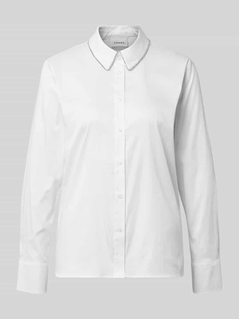 comma Regular fit blouse met siersteentjes
