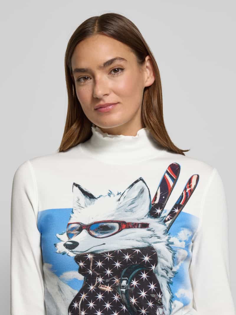 Marc Cain Shirt met lange mouwen van katoenmix met opstaande kraag