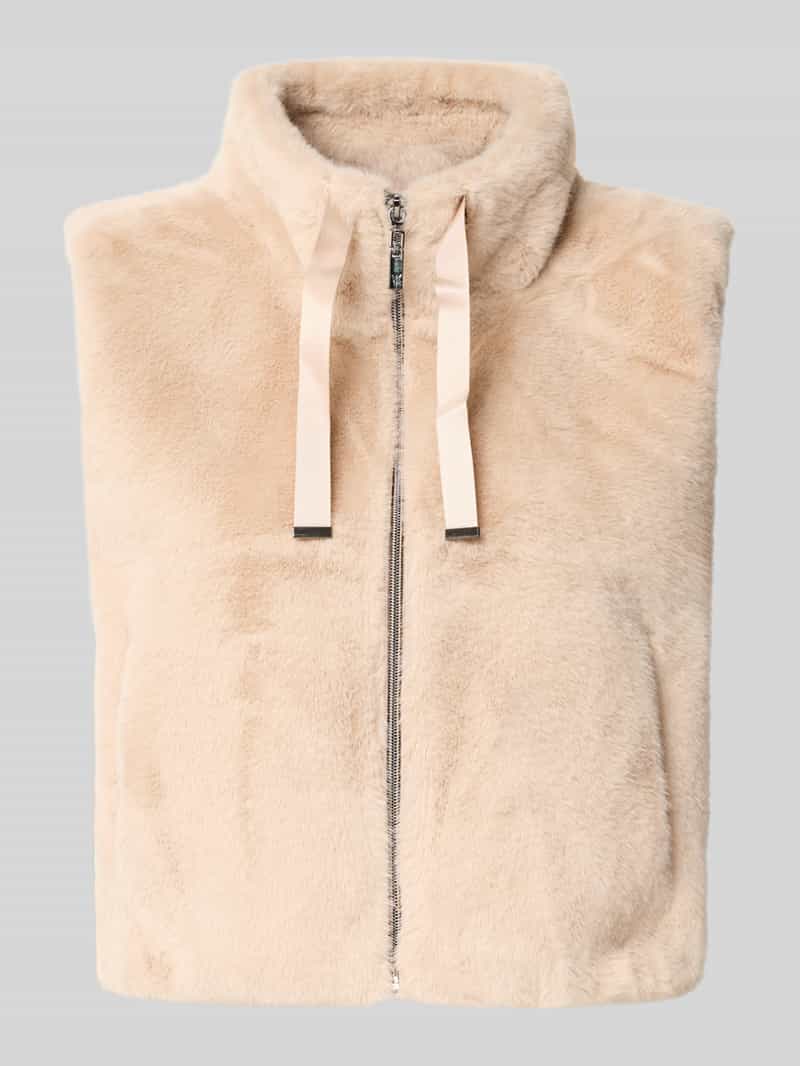 Monari Bodywarmer van imitatiebont met opstaande kraag en ritssluiting
