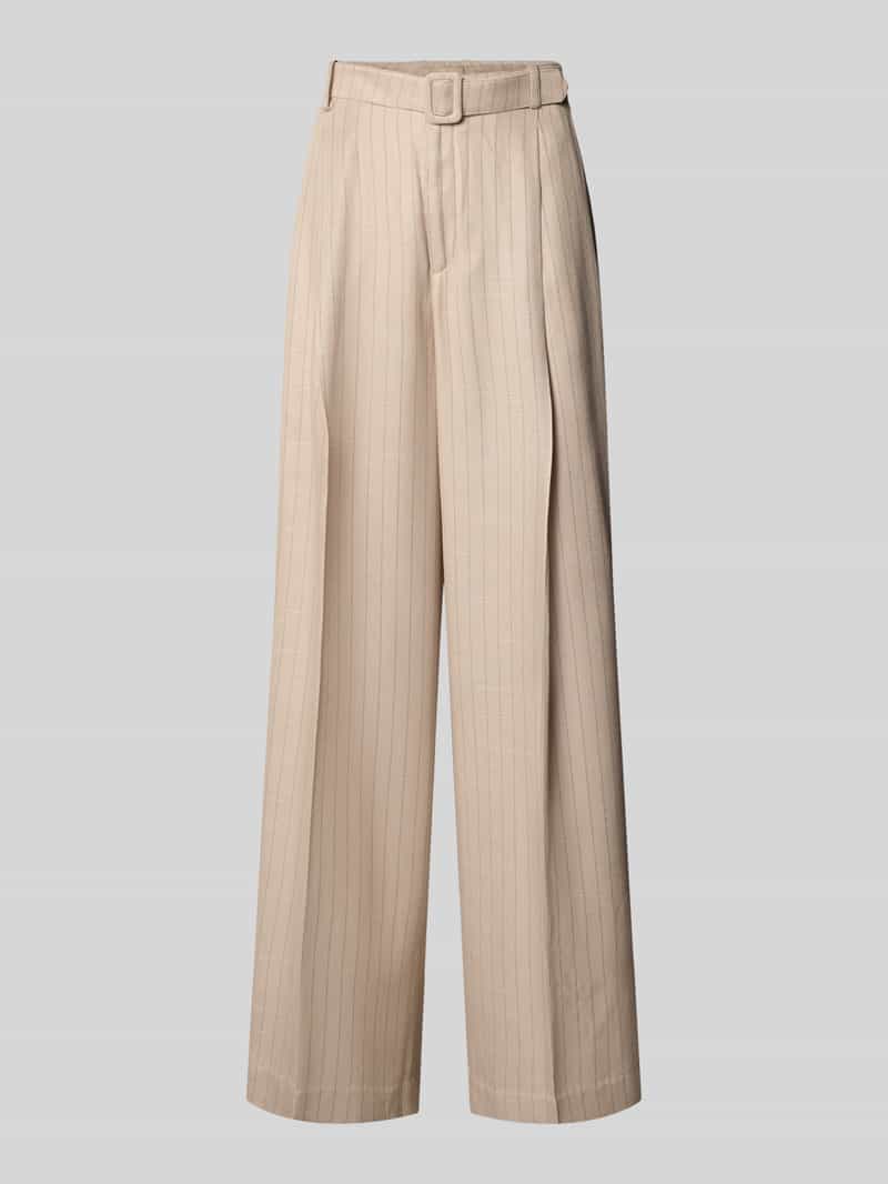 MOS MOSH Wide leg stoffen broek met riem model 'ISSA INAH'