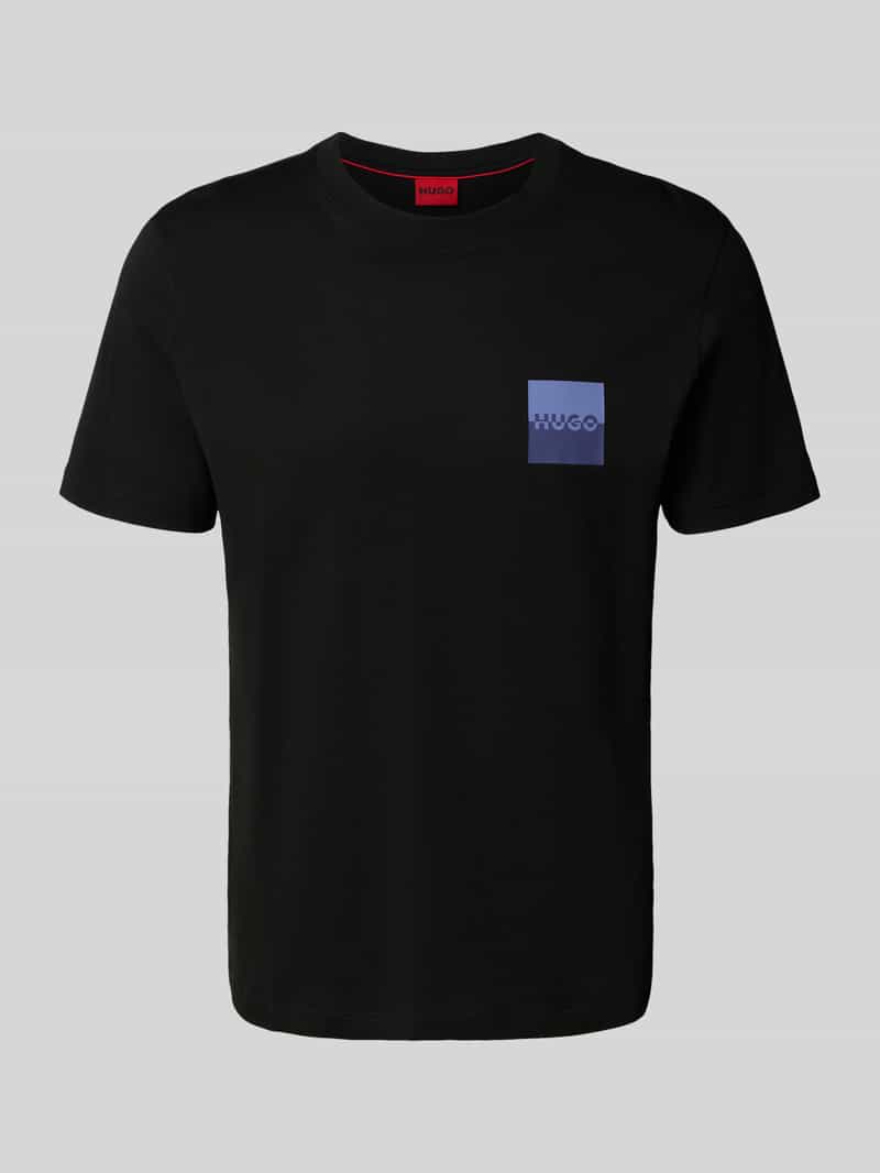 HUGO T-shirt met labelprint en ronde hals model 'Dapusi'