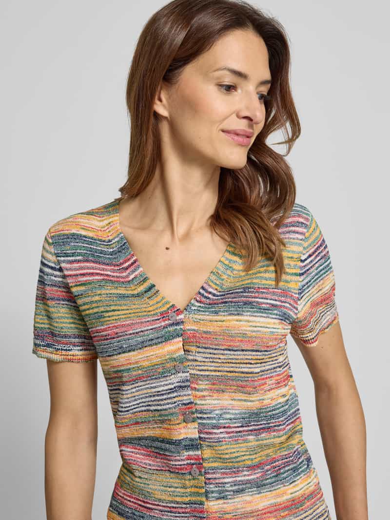 Christian Berg Woman Gebreid shirt van viscosemix met knoopsluiting