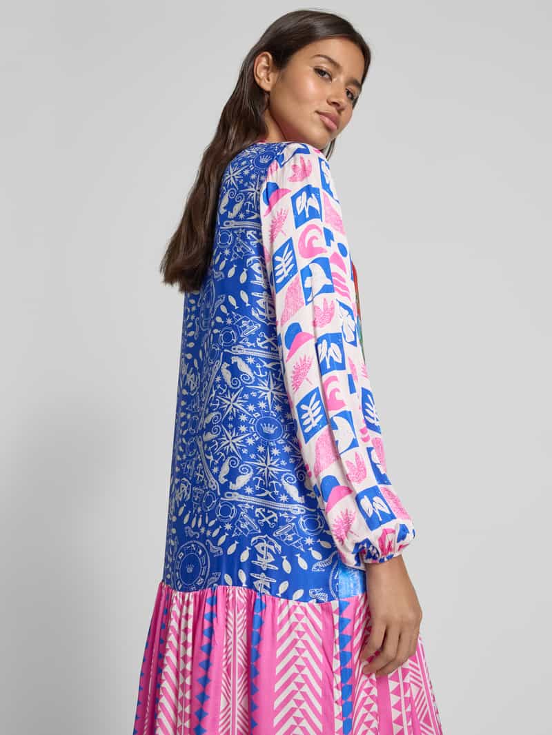 miss goodlife Knielange tuniekjurk van viscose met knoopsluiting