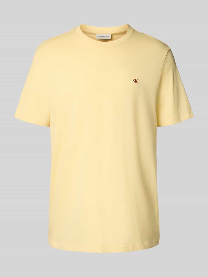 Calvin Klein Jeans T-shirt met geribde ronde hals