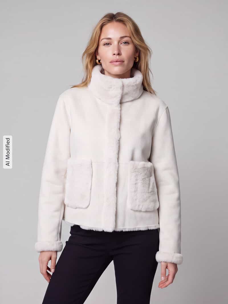 s.Oliver BLACK LABEL Teddyjack met hoge opstaande kraag