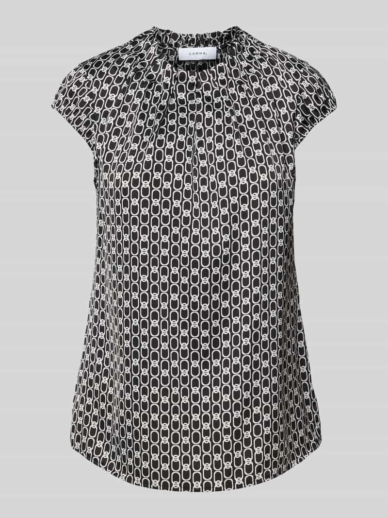 comma Blouseshirt met ronde hals en plooien
