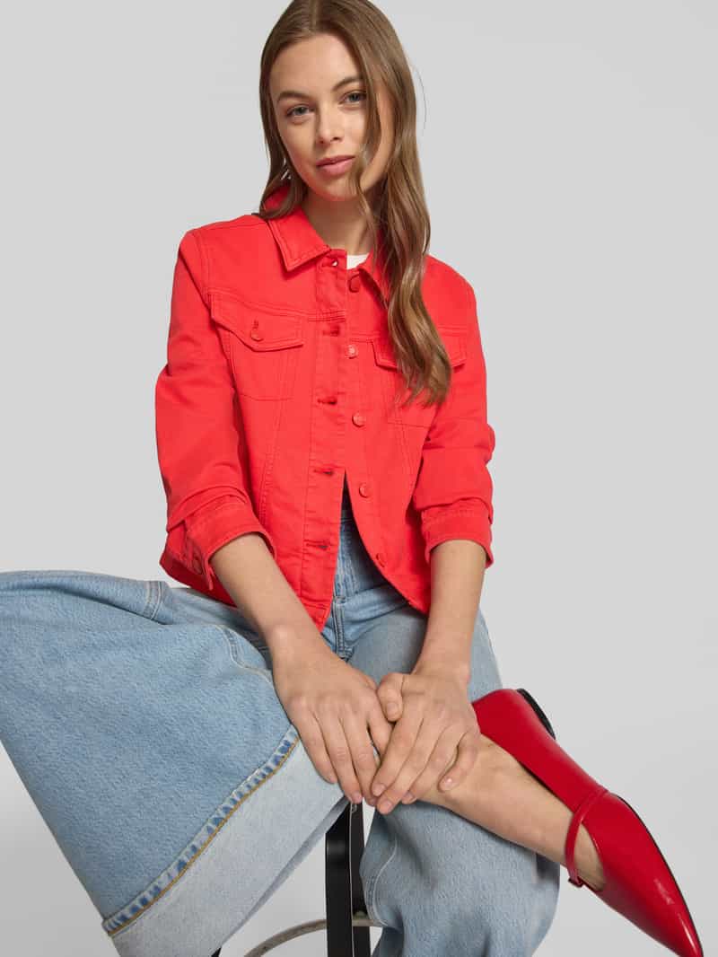 s.Oliver RED LABEL Boxy fit jeansjack van katoenmix met paspelzakken op de borst