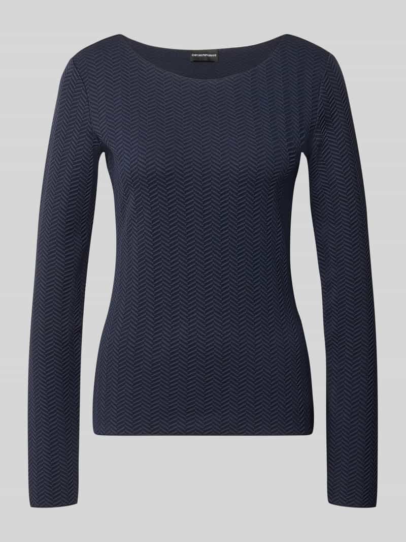 Emporio Armani Damen Regular Fit Longsleeve Mit Strukturmuster In Dunkelblau Größe Klein