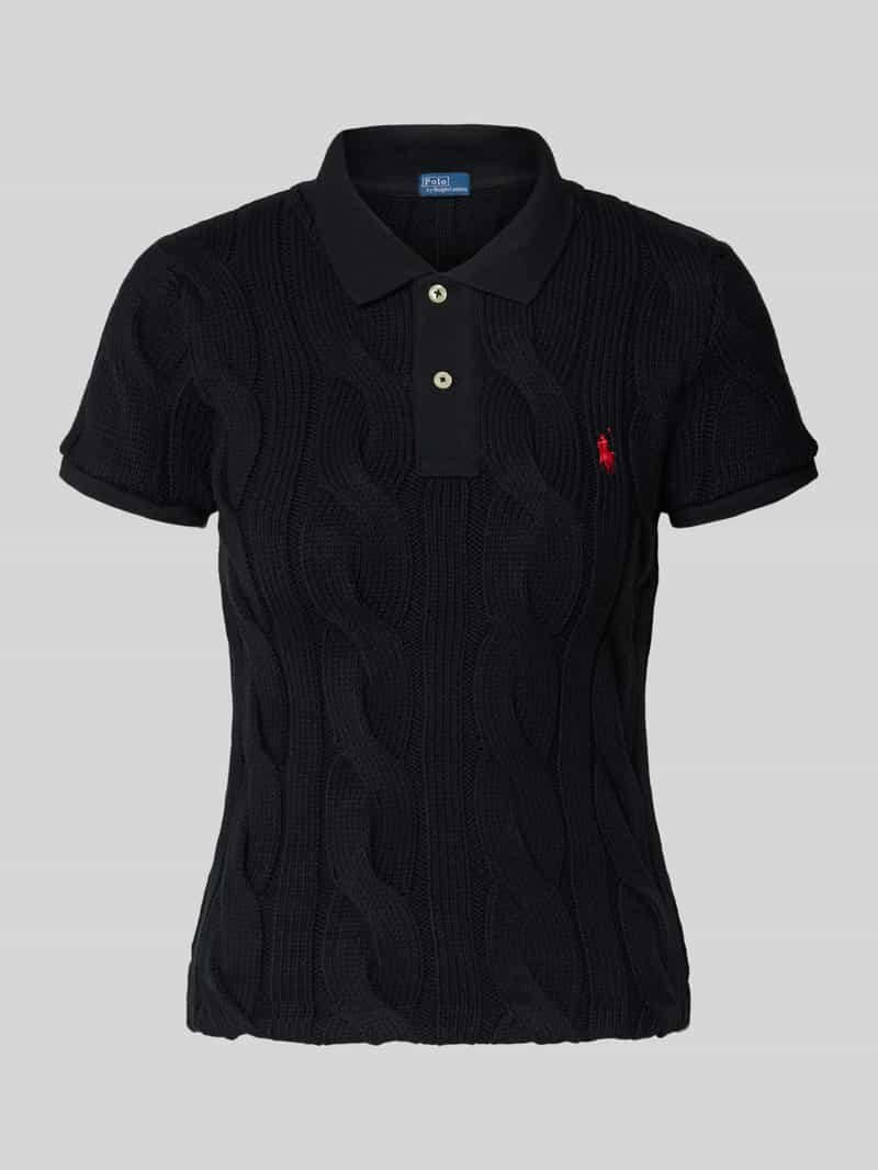 Polo Ralph Lauren Regular fit poloshirt met kabelpatroon en logostitching