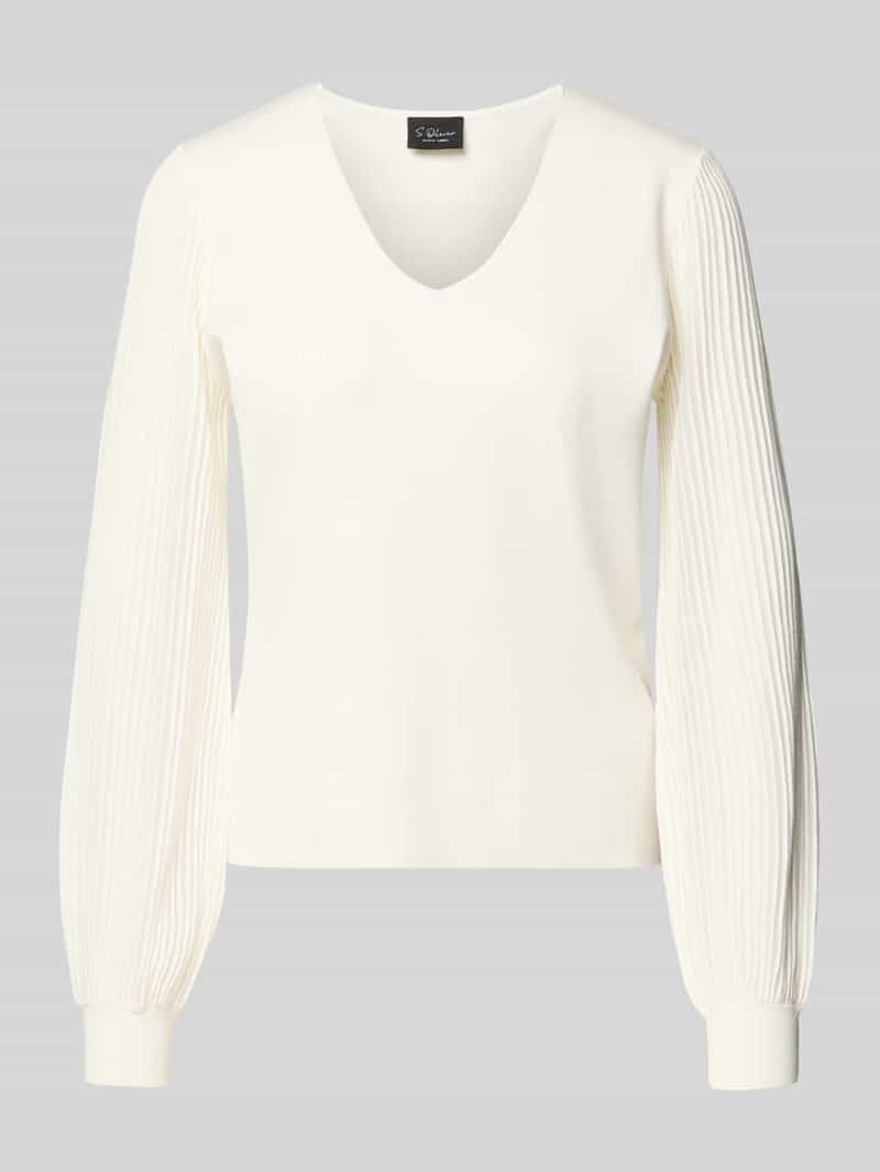 s.Oliver BLACK LABEL Regular fit pullover van viscosemix met semi-transparante mouwen