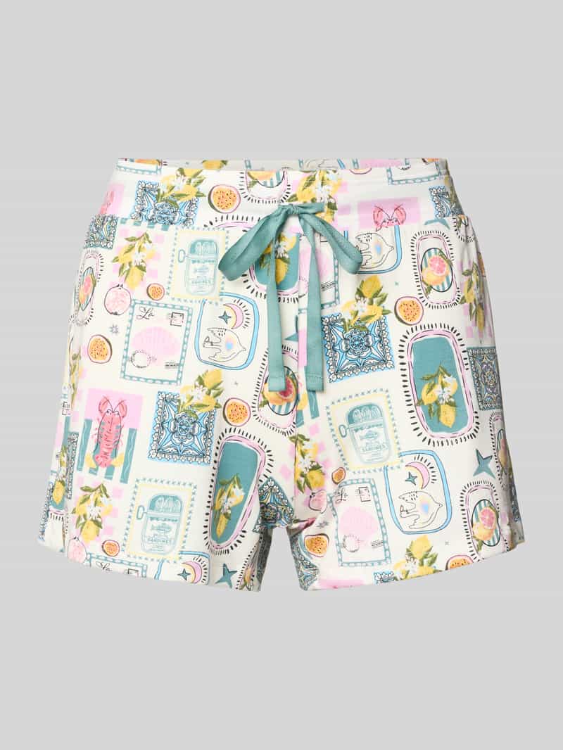 Korte zijden pyjamabroek in all-over look
