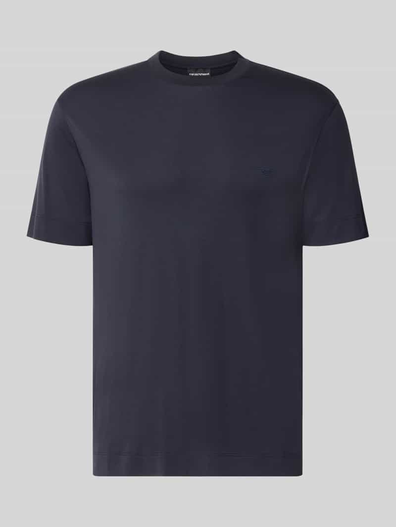 Emporio Armani Herren T-Shirt Mit Logo-Stitching In Marine Größe Groß
