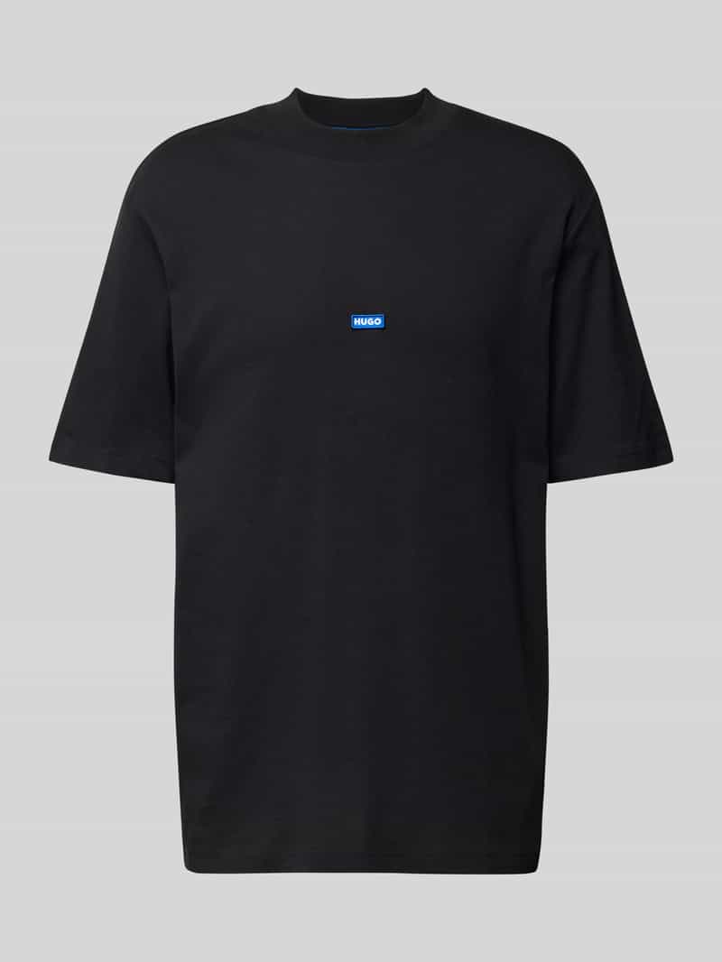 Hugo Blue T-shirt met labelstitching model 'Nieros'