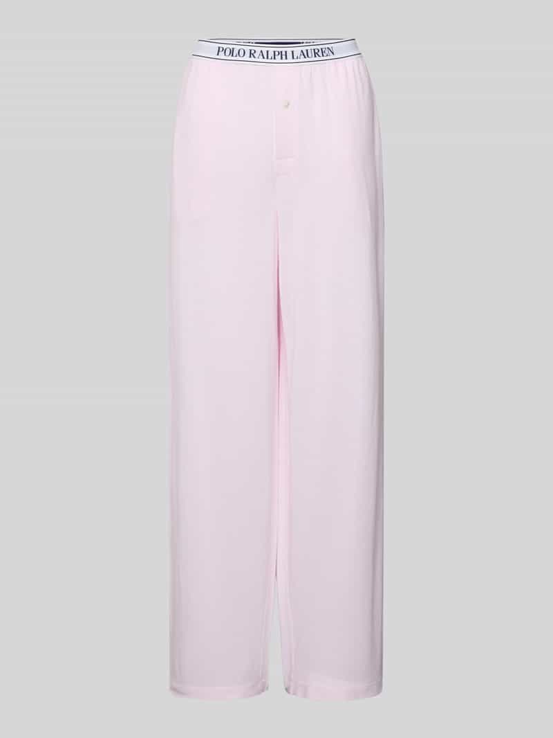 Straight leg pyjamabroek met elastische band met label