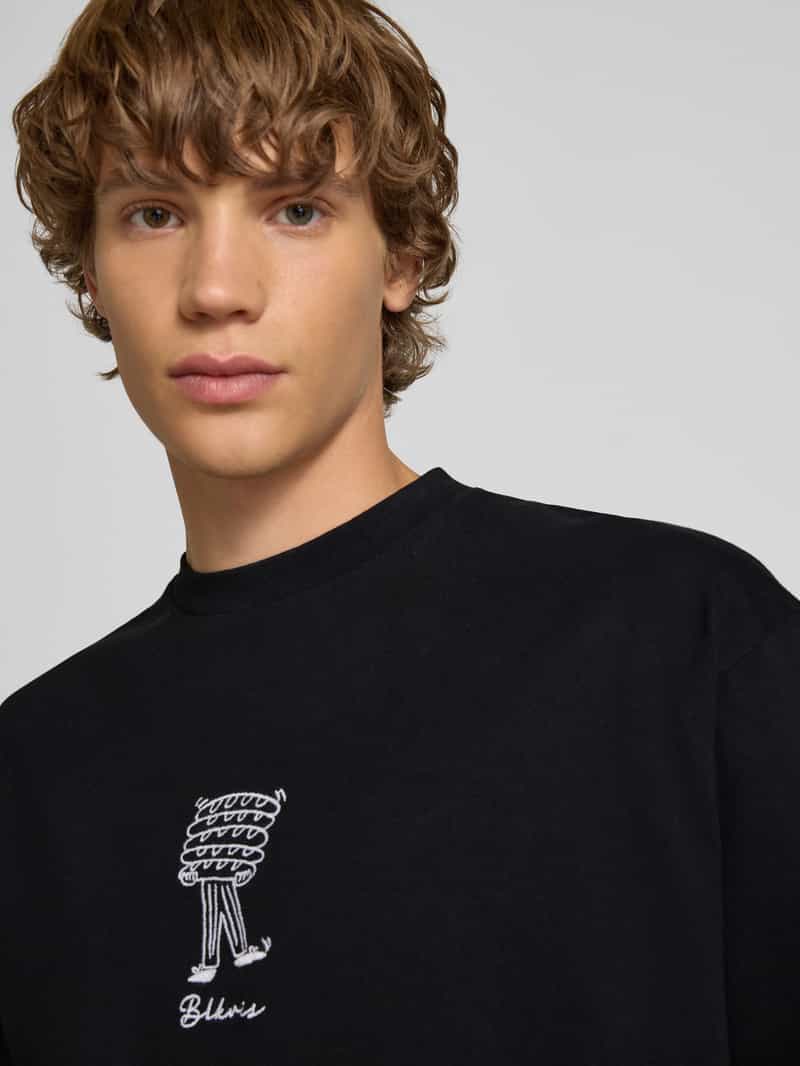 BLKVIS T-shirt met motief- en labelstitching model 'BAKERY'