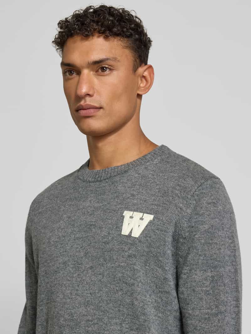 Wood Gebreide pullover met stitching en ronde hals model 'Tay'