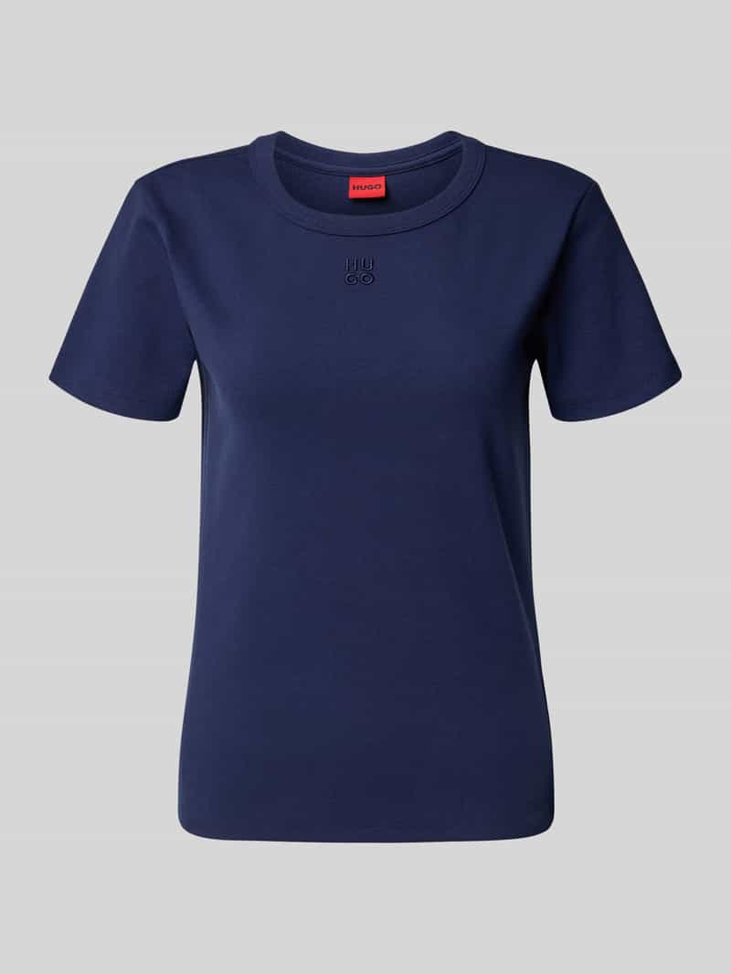 HUGO T-shirt met ronde hals en labelstitching