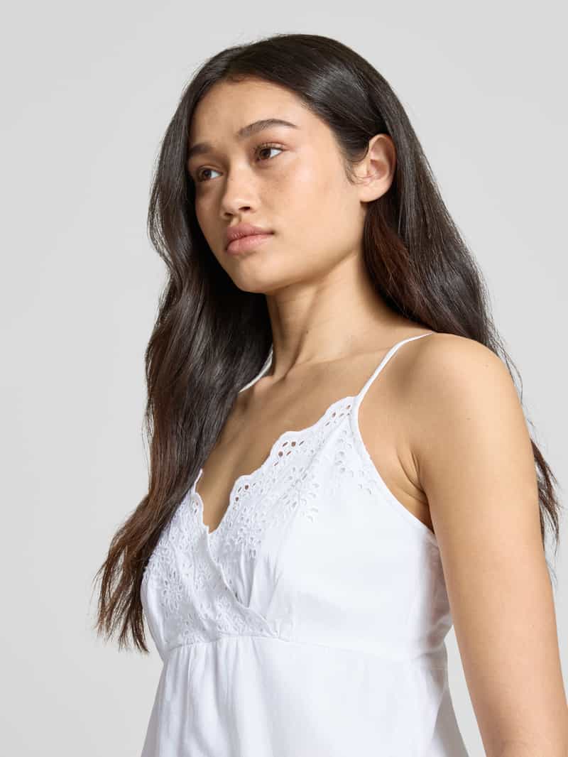 Only Licht uitlopende minijurk met broderie anglaise model 'LOU LIFE'