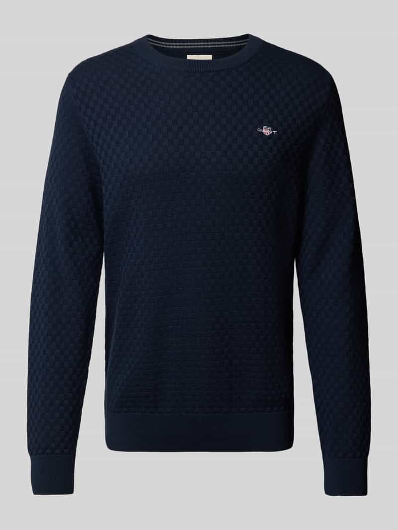 Gant Gebreide pullover met ronde hals en logostitching