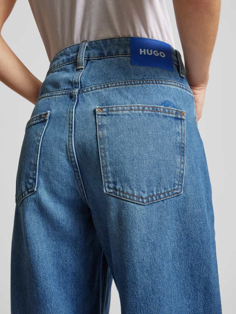 Hugo Blue Loose fit jeans met labeldetails model 'Leni'
