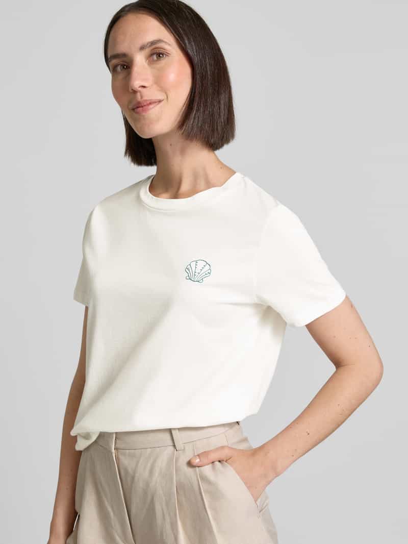 Ichi T-shirt met motiefstitching model 'CAMINO'
