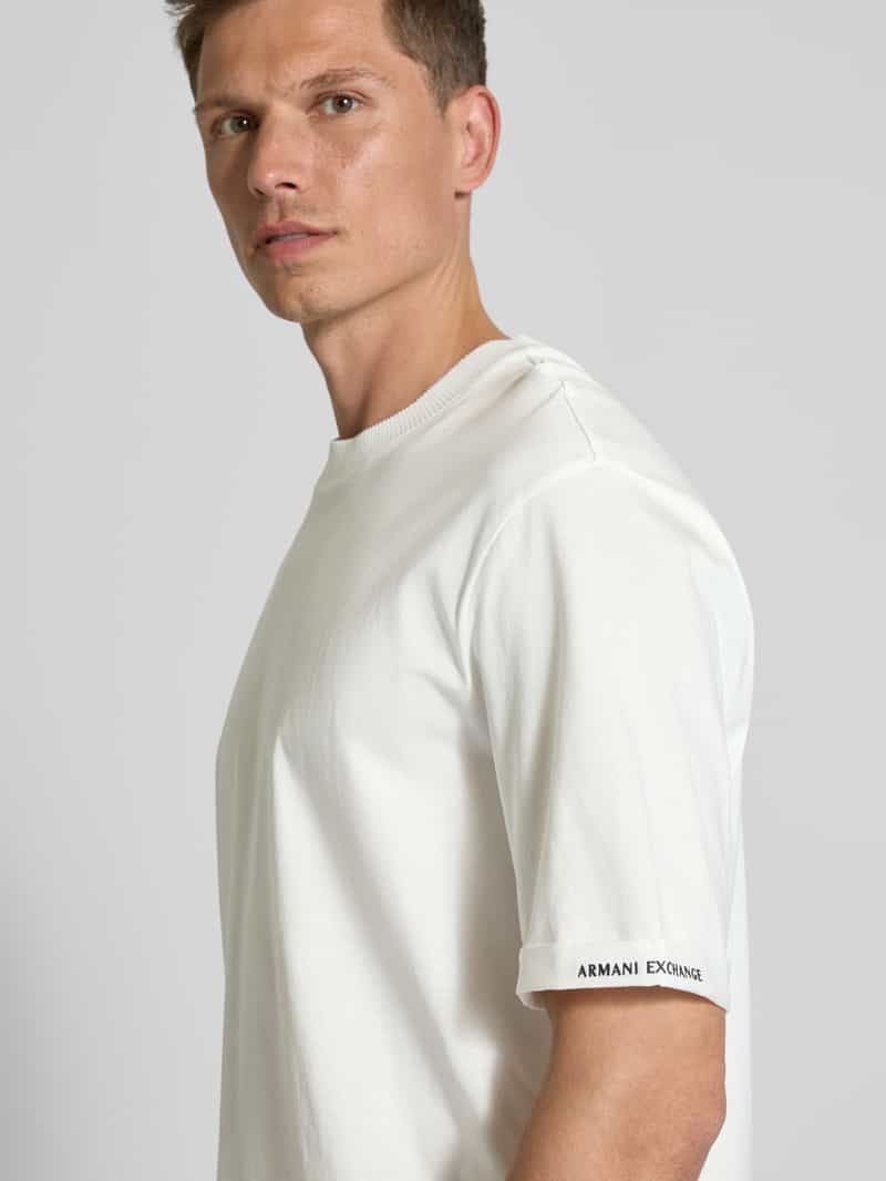 Armani Exchange T-shirt met geribde ronde hals