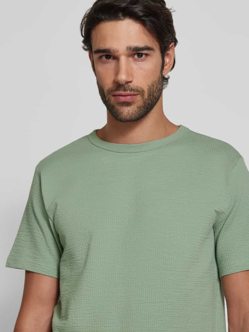 Selected Homme T-shirt met geribde ronde hals model 'SANDER'