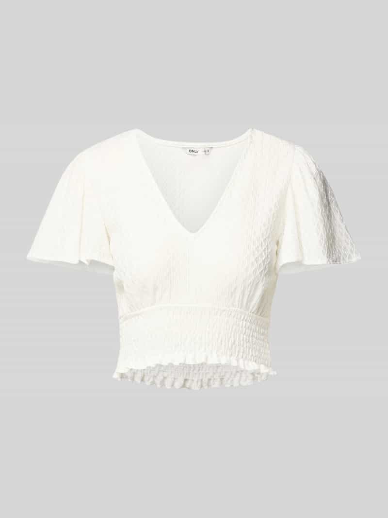 Only Regular fit korte top met smokdetail model 'HANNAH'