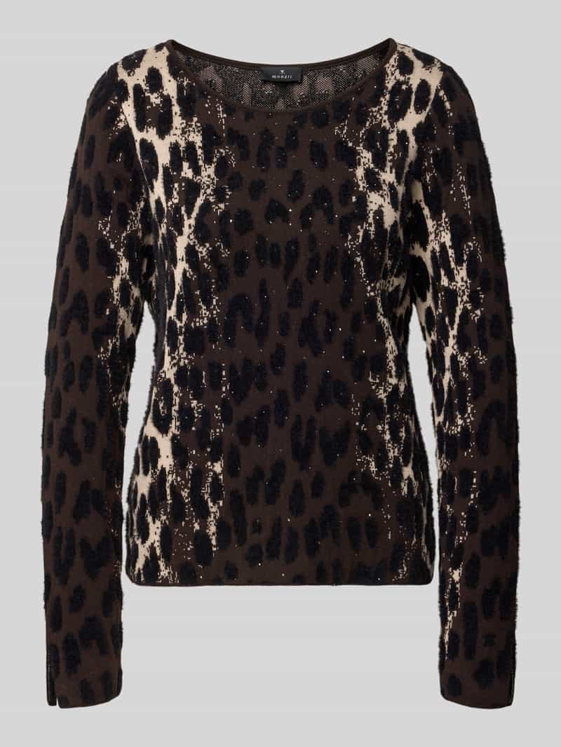 Monari Gebreide pullover in all-over look met ronde hals