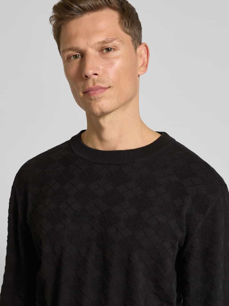 HUGO Gebreide pullover met ribboorden model 'Sargyle'