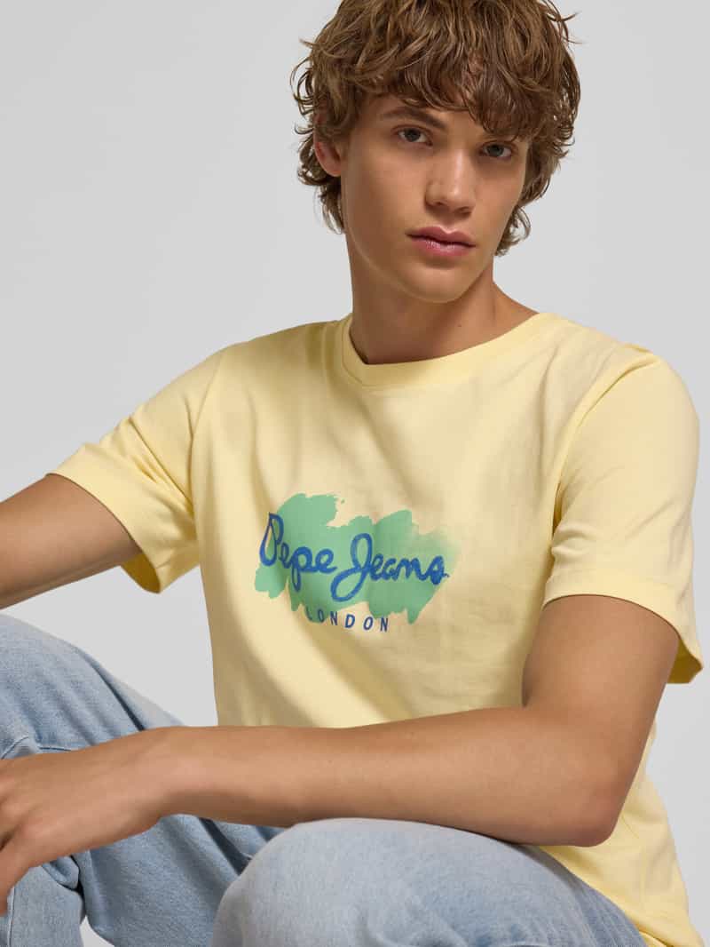 Pepe Jeans Regular fit T-shirt van puur katoen model 'MILTON'