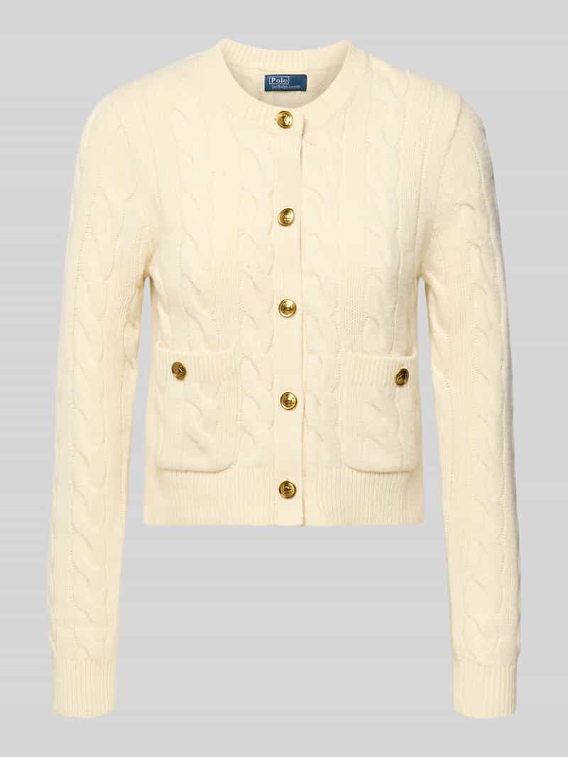 Polo Ralph Lauren Cardigan van een mix van lanawol en kasjmier met kabelpatroon