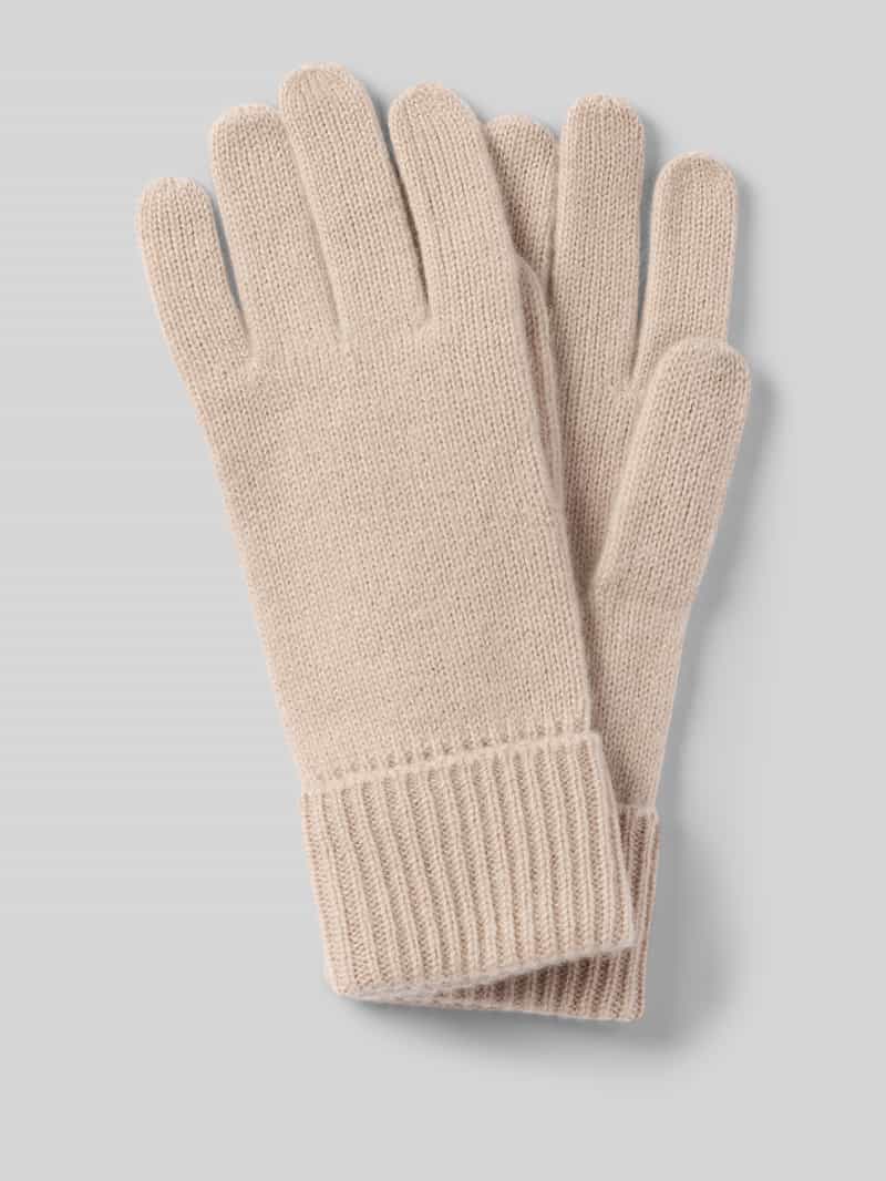 Handschoenen van puur kasjmier met geribde boorden