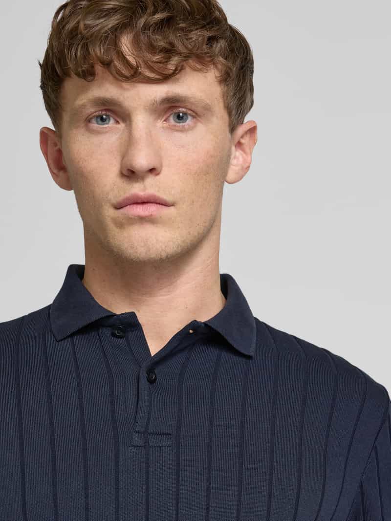 Marc O'Polo Regular fit poloshirt van een mix van katoen en jersey met brede ribstructuur