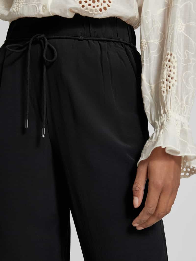 s.Oliver BLACK LABEL Wide leg stoffen broek met strikceintuur