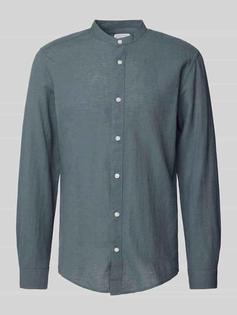 Only & Sons Slim fit linnen overhemd met opstaande kraag model 'CAIDEN'