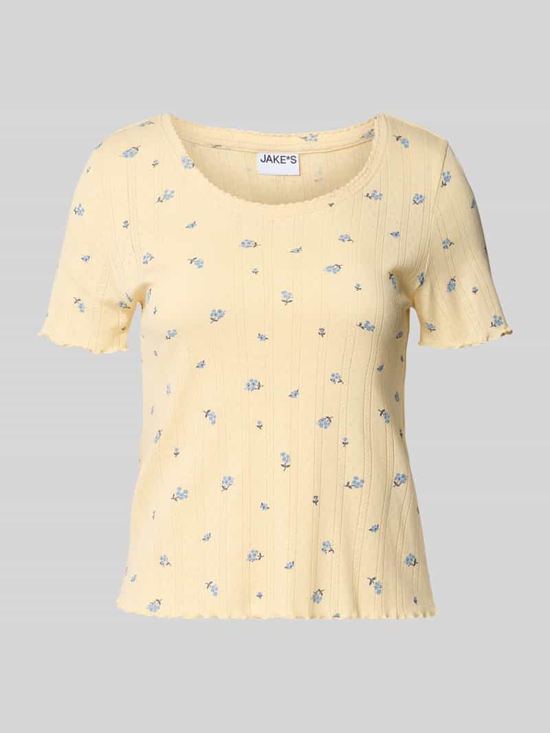 Jake*s Casual Pyjamabovendeel met ronde hals en golvende zoom